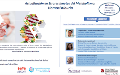Homocistinuria: Actualización en Errores Innatos del Metabolismo  Webinar  18:00-19:15 h